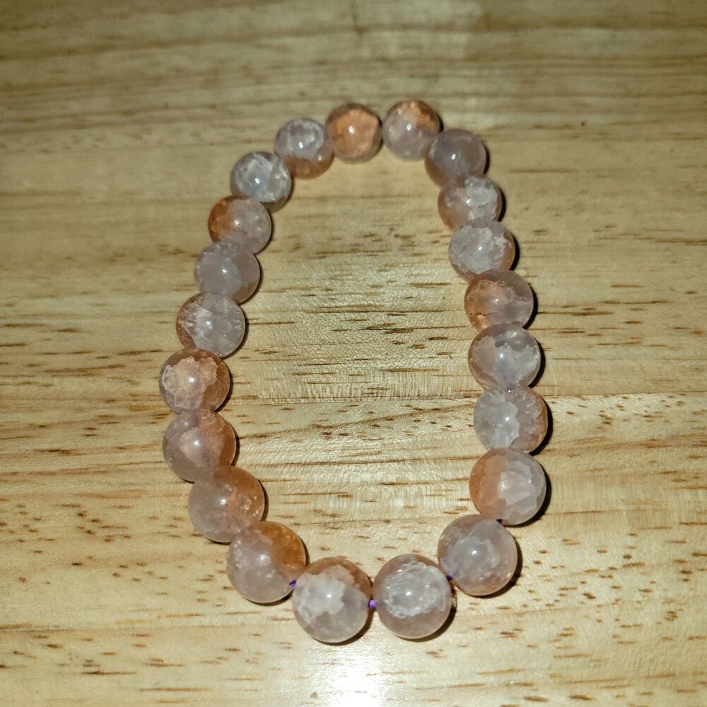 Natural Fire Hematoid Quartz Beaded Stretch Bracelet Crystal